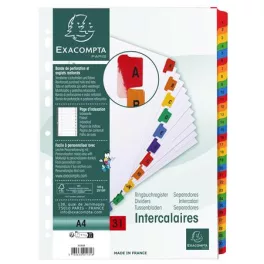 Regiszter, karton, A4, 1-31, EXACOMPTA, fehér