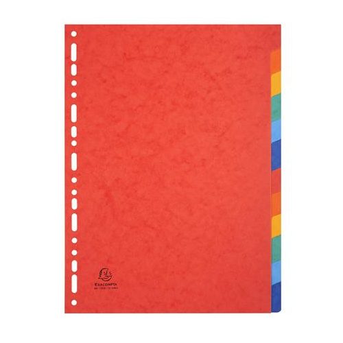 Regiszter, karton, A4, 12 részes, EXACOMPTA, színes
