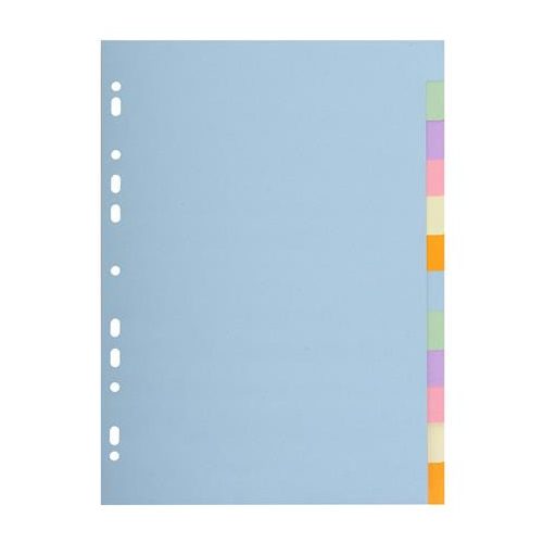 Regiszter, karton, A4, 12 részes, EXACOMPTA, pasztell színek