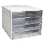 Irattároló, műanyag, 4 fiókos, EXACOMPTA "Ecobox Office", szürke-áttetsző