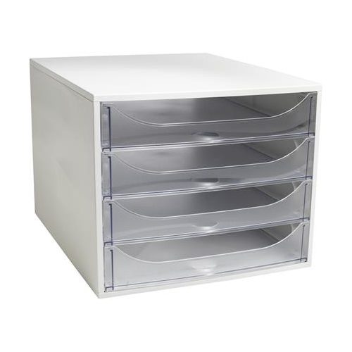 Irattároló, műanyag, 4 fiókos, EXACOMPTA "Ecobox Office", szürke-áttetsző