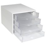 Irattároló, műanyag, 4 fiókos, EXACOMPTA "Ecobox Office", szürke-áttetsző