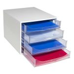 Irattároló, műanyag, 4 fiókos, EXACOMPTA "Ecobox Office", szürke-áttetsző