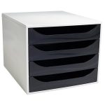 Irattároló, műanyag, 4 fiókos, EXACOMPTA "Ecobox Office", szürke-fekete