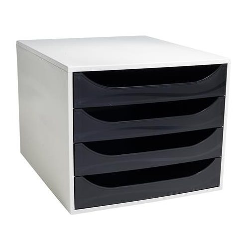 Irattároló, műanyag, 4 fiókos, EXACOMPTA "Ecobox Office", szürke-fekete