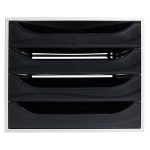 Irattároló, műanyag, 4 fiókos, EXACOMPTA "Ecobox Office", szürke-fekete