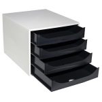 Irattároló, műanyag, 4 fiókos, EXACOMPTA "Ecobox Office", szürke-fekete