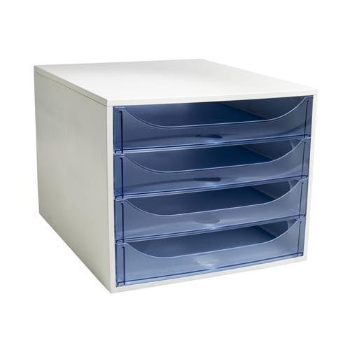Irattároló, műanyag, 4 fiókos, EXACOMPTA "Ecobox Linicolor", jégkék