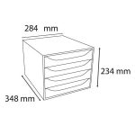 Irattároló, műanyag, 4 fiókos, EXACOMPTA "Ecobox Linicolor", jégkék