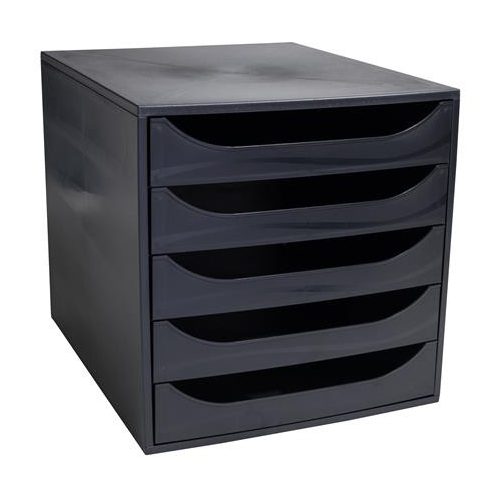 Irattároló, műanyag, 5 fiókos, EXACOMPTA "Ecobox ExoBlack", fekete