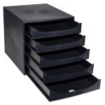 Irattároló, műanyag, 5 fiókos, EXACOMPTA "Ecobox ExoBlack", fekete