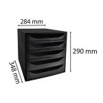 Irattároló, műanyag, 5 fiókos, EXACOMPTA "Ecobox ExoBlack", fekete