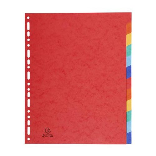 Regiszter, karton, A4+, 12 részes, EXACOMPTA, színes