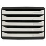 Irattároló, műanyag, 5 fiókos, EXACOMPTA "BIigBox Glossy", fekete-fehér