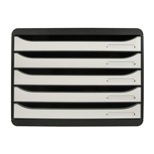 Irattároló, műanyag, 5 fiókos, EXACOMPTA "BIigBox Glossy", fekete-fehér