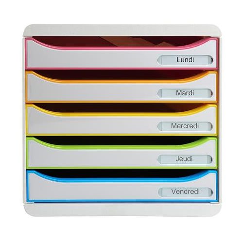 Irattároló, műanyag, 5 fiókos, EXACOMPTA "Big-Box Plus Blackoffice Iderama"