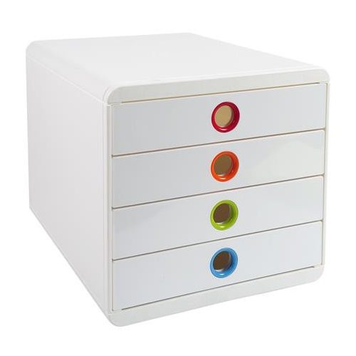 Irattároló, műanyag, 4 fiókos, EXACOMPTA "Pop-Box", fehér