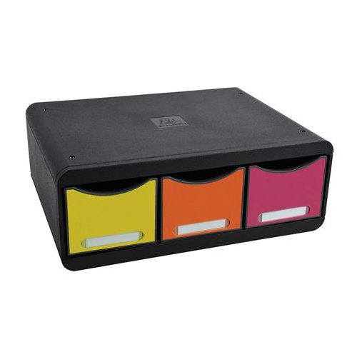 Irattároló, műanyag, 3 fiókos, EXACOMPTA "Iderama® "Toolbox", fekete