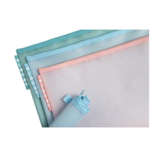 Rendszerező tasak, cipzáras, hálós, A4, EXACOMPTA "Chromaline Pastel", vegyes színek