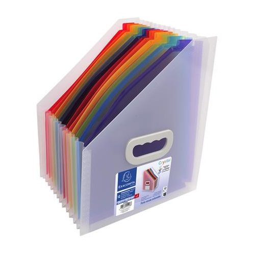 Harmonika iratpapucs, 265x325 mm, PP, 12 rekeszes, EXACOMPTA, színes