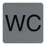 Információs tábla, öntapadó, 7,5x7,5 cm, alumíniumhatású, EXACOMPTA, "WC"