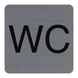   Információs tábla, öntapadó, 7,5x7,5 cm, alumíniumhatású, EXACOMPTA, "WC"
