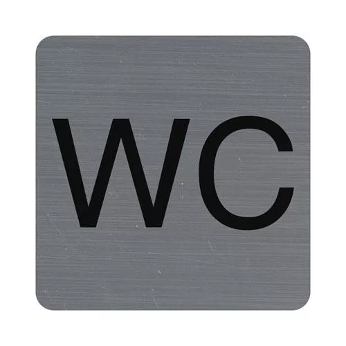 Információs tábla, öntapadó, 7,5x7,5 cm, alumíniumhatású, EXACOMPTA, "WC"