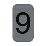 Információs tábla, öntapadó, 2,5x4,4 cm, alumíniumhatású, EXACOMPTA, 9-es