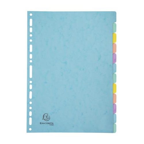 Regiszter, karton, A4, 12 részes, EXACOMPTA "Aquarel"