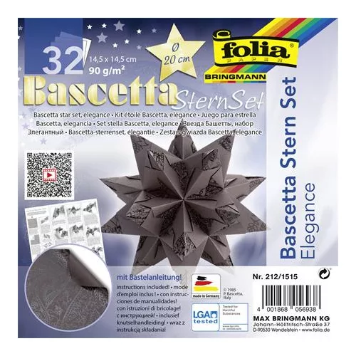 Bascetta csillag készlet, 14,5x14,5 cm, 90 g, 32 lap, FOLIA, barna-indiai álom