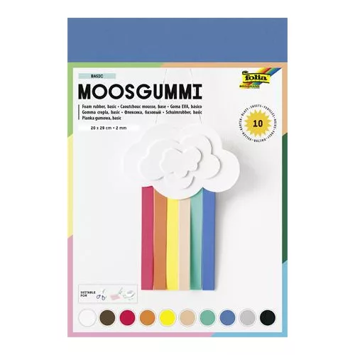 Moosgumi, 20x29 cm, 10 lap, FOLIA "Basic", 10 különböző szín