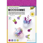 Moosgumi, öntapadó, csillámos, 20x29 cm, 5 lap, FOLIA "Magic", 5 különböző szín