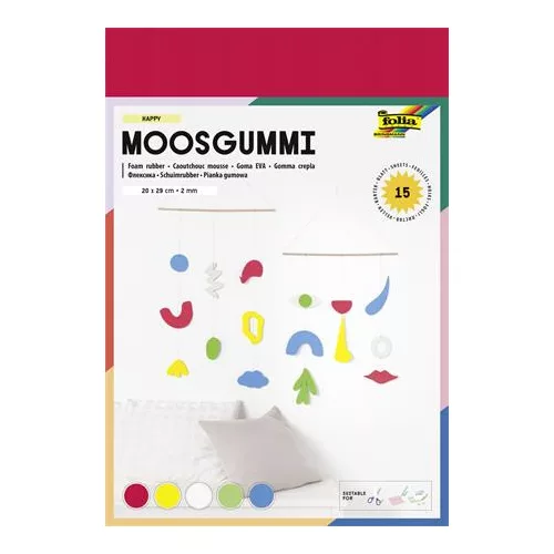 Moosgumi, 20x29 cm, 15 lap, FOLIA "Happy", 5 különböző szín