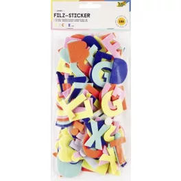   Matrica készlet, filc, 190 db, betűk, FOLIA, különböző színek