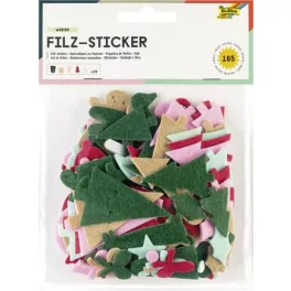   Matrica készlet, filc, 165 db, karácsonyi minták, FOLIA, különböző színek