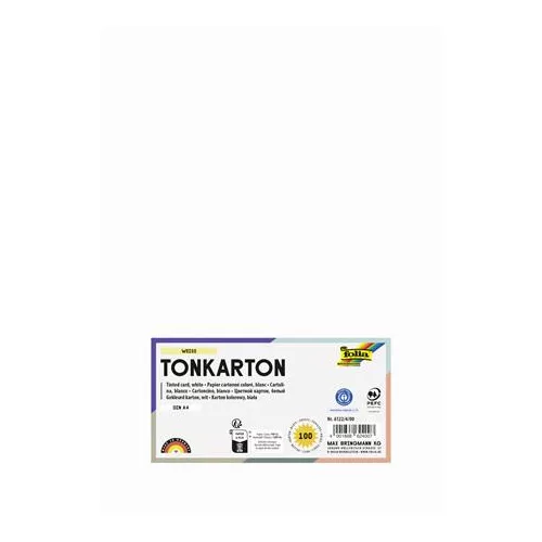 Dekorkarton, 2 oldalas, A4, 220 g, 100 lap, FOLIA, fehér
