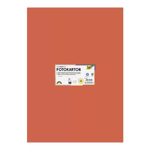 Dekorkarton, 2 oldalas, 50x70 cm, 300 g, 10 lap, FOLIA, narancssárga