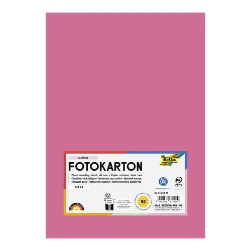 Dekorkarton, 2 oldalas, A4, 300 g, 50 lap, FOLIA, fáradt rózsaszín