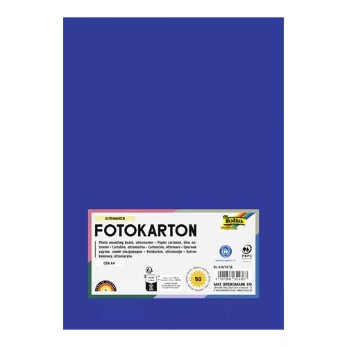 Dekorkarton, 2 oldalas, A4, 300 g, 50 lap, FOLIA, mélykék