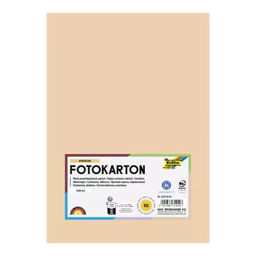 Dekorkarton, 2 oldalas, A4, 300 g, 50 lap, FOLIA, barack