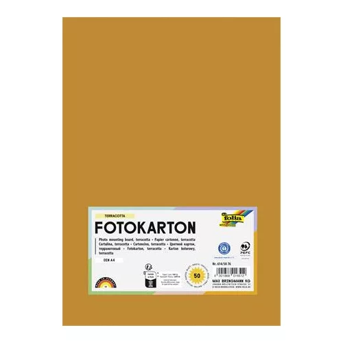 Dekorkarton, 2 oldalas, A4, 300 g, 50 lap, FOLIA, terrakotta