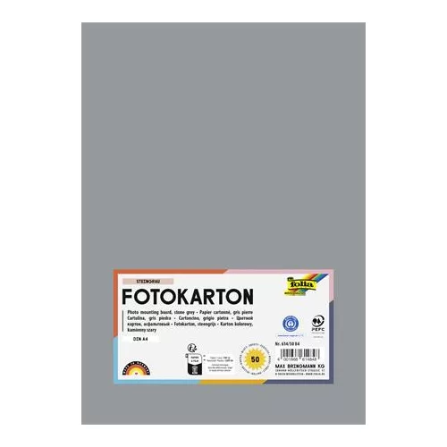 Dekorkarton, 2 oldalas, A4, 300 g, 50 lap, FOLIA, kőszürke