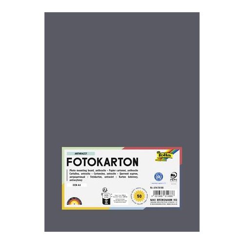 Dekorkarton, A4, 300 g, 50 lap, FOLIA, antracitszürke