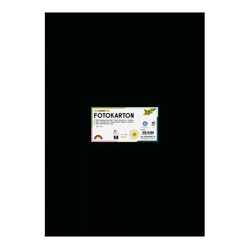 Dekorkarton, 2 oldalas, 50x70 cm, 300 g, 10 lap, FOLIA, fekete
