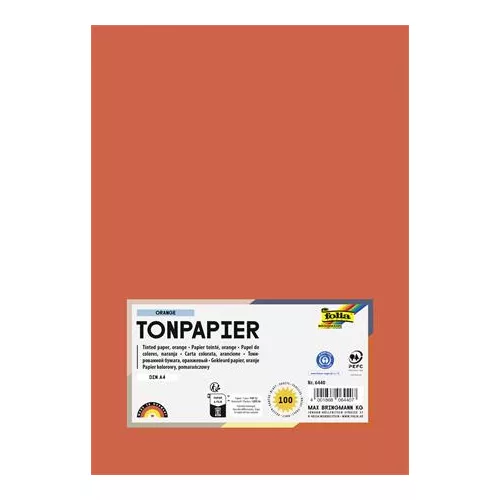 Színes papír, A4, 130 g, 100 lap, FOLIA, narancssárga