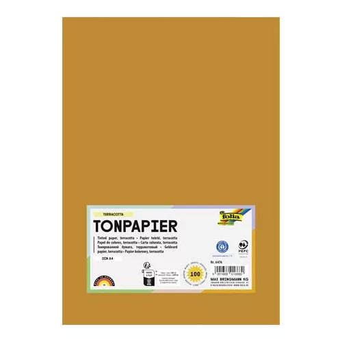 Színes papír, A4, 130 g, 100 lap, FOLIA, terrakotta