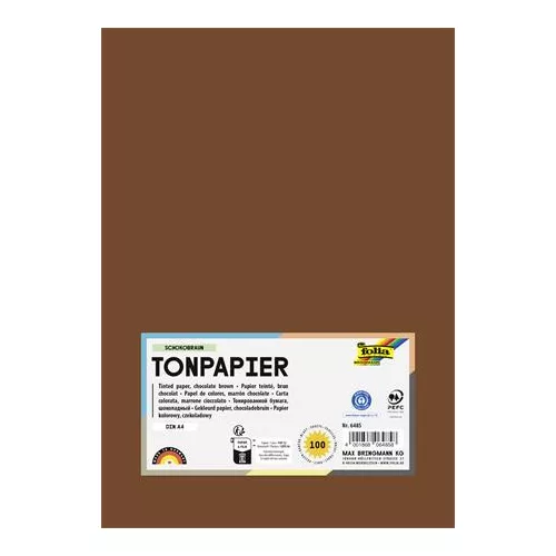 Színes papír, A4, 130 g, 100 lap, FOLIA, csokoládébarna