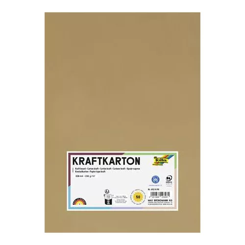 Kraft papír, A4, 230 g, 50 lap, FOLIA