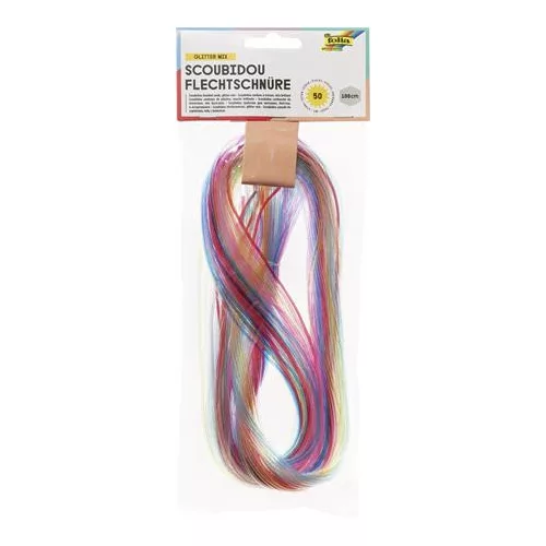 Színes damil, 100 cm, FOLIA "Glitter mix", 50 különböző csillámos szín