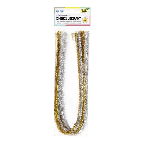 Zseníilia drót, 50 cm, FOLIA, arany-ezüst